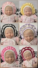Newborn Baby Infant Ruffled Crochet Bonnet Hat Knit Handmade READY TO SHIP