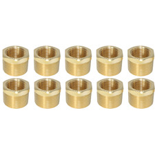 10 Pack XFITTING 1" Male x 3/4" Female NPT Hex Reducer Bushing, Lead Free Brass