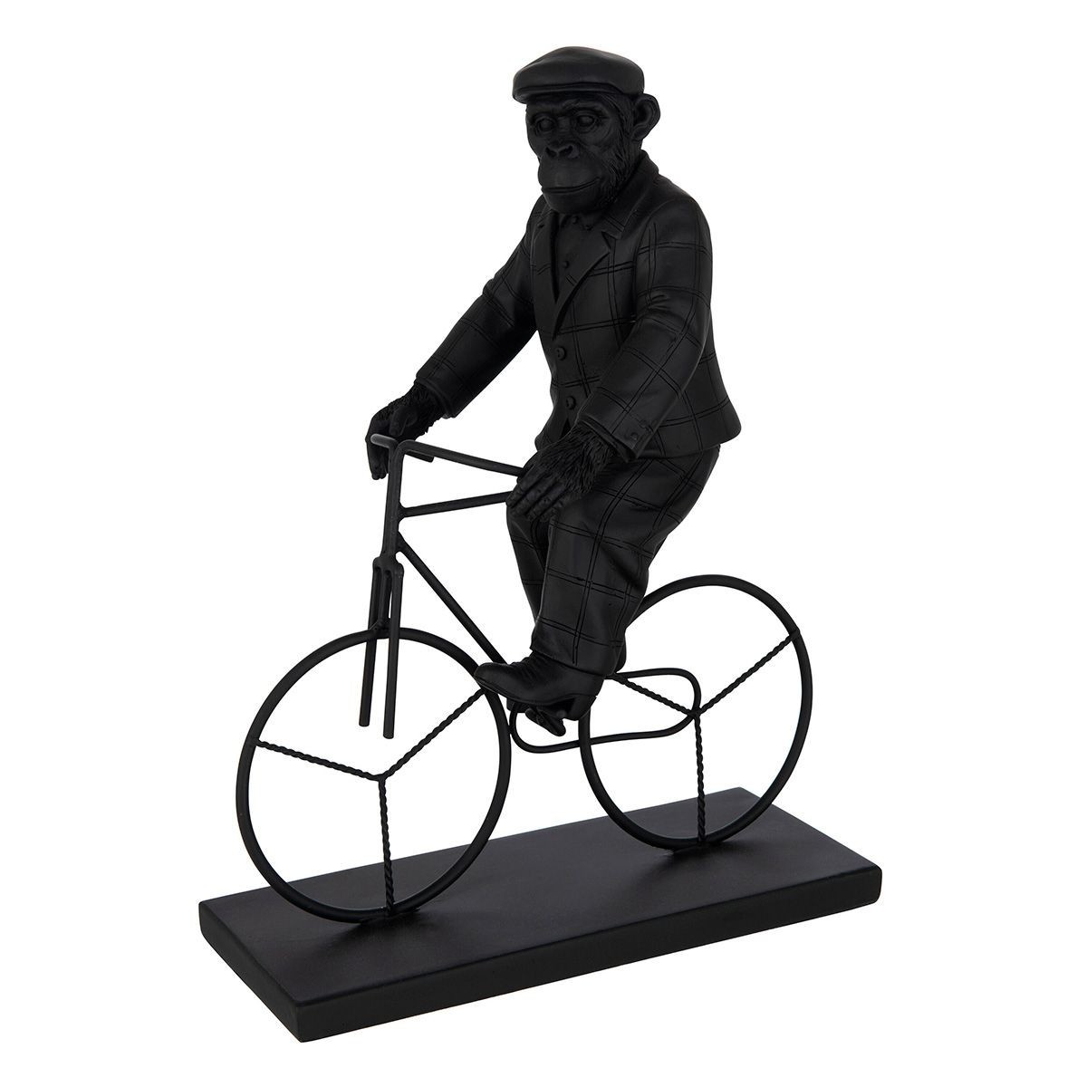 Singe vélo statuette noire 33cm pour meubler un espace vide et triste