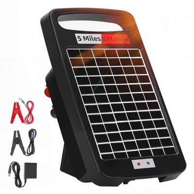5 Miles Solar Electric Fence Charger,Output 0.11J Electric Fence Charger,24-H...