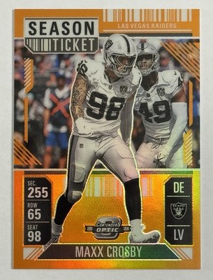 2024 Panini Contenders Optic - Season Ticket Maxx Crosby #29 Orange Prizm 62/75