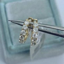 2Ct Round Lab Created Diamond Small Huggie Hoop Earrings 14K Yellow Gold Plated