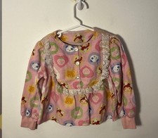 1990s Extremely Rare Strawberry Shortcake Flannel Type Long Sleeve Lace
