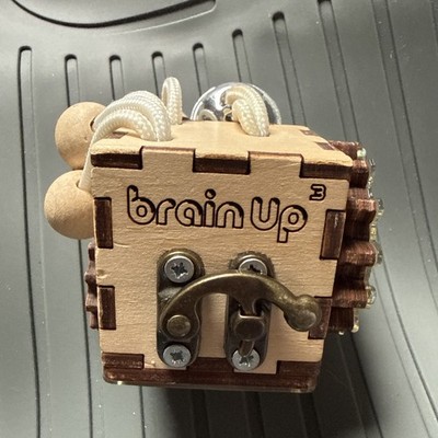 BrainUp³ Wooden Fidget Sensory Cube   2.5    Gears, Lock, Beads, Bell 