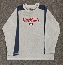Canada Weather Gear Shirt Mens M Athletics Embroidered Maple Leaf Thermal Grey