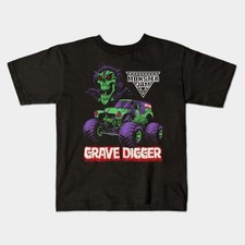 Monster Jam Grave Digger Monster Truck Kids Heavy Cotton Tee Made In The Usa