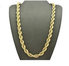 18K Yellow Gold Filled Tarnish/Lead-Free 4mm wide30inch Long Rope Chain Necklace