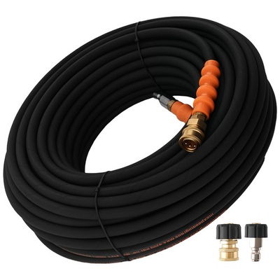#ad 150FT 1 4quot; Pressure Washer Hose 4200 PSI Steel Braided Rubber Quick Connect $186.17
