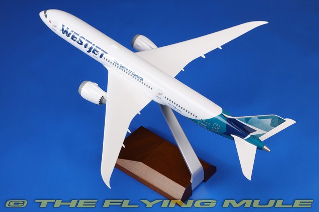 Skymarks 1:200 787-9 Dreamliner WestJet Airlines C-GUDH w/Wood Stand