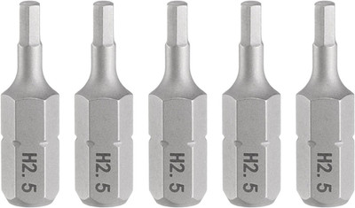 5 x H2,5-Sechskant-Schraubendreher-Bits, 6,35 mm Sechskantschaft, 25 mm Länge, m