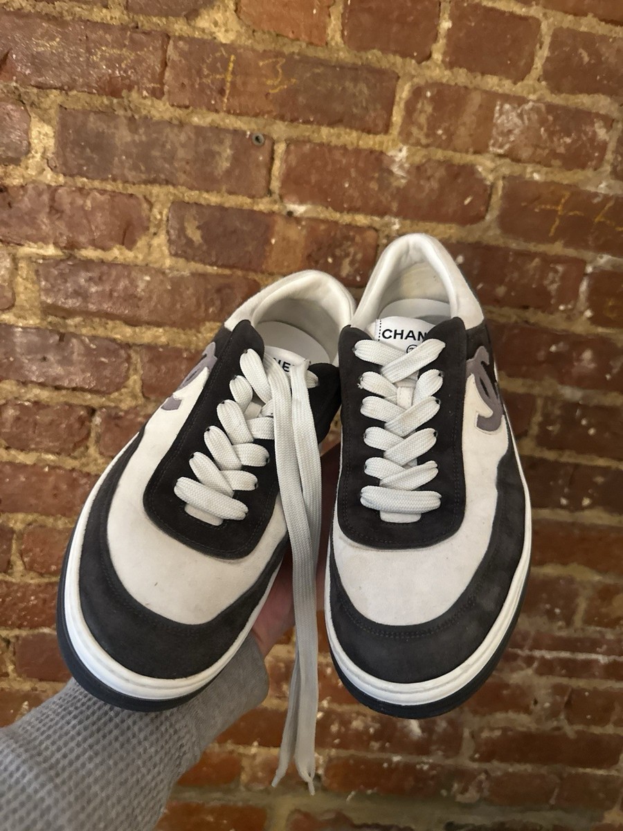 Chanel size 43 - Rare Black White Lace Up Men's Sneakers Logo
