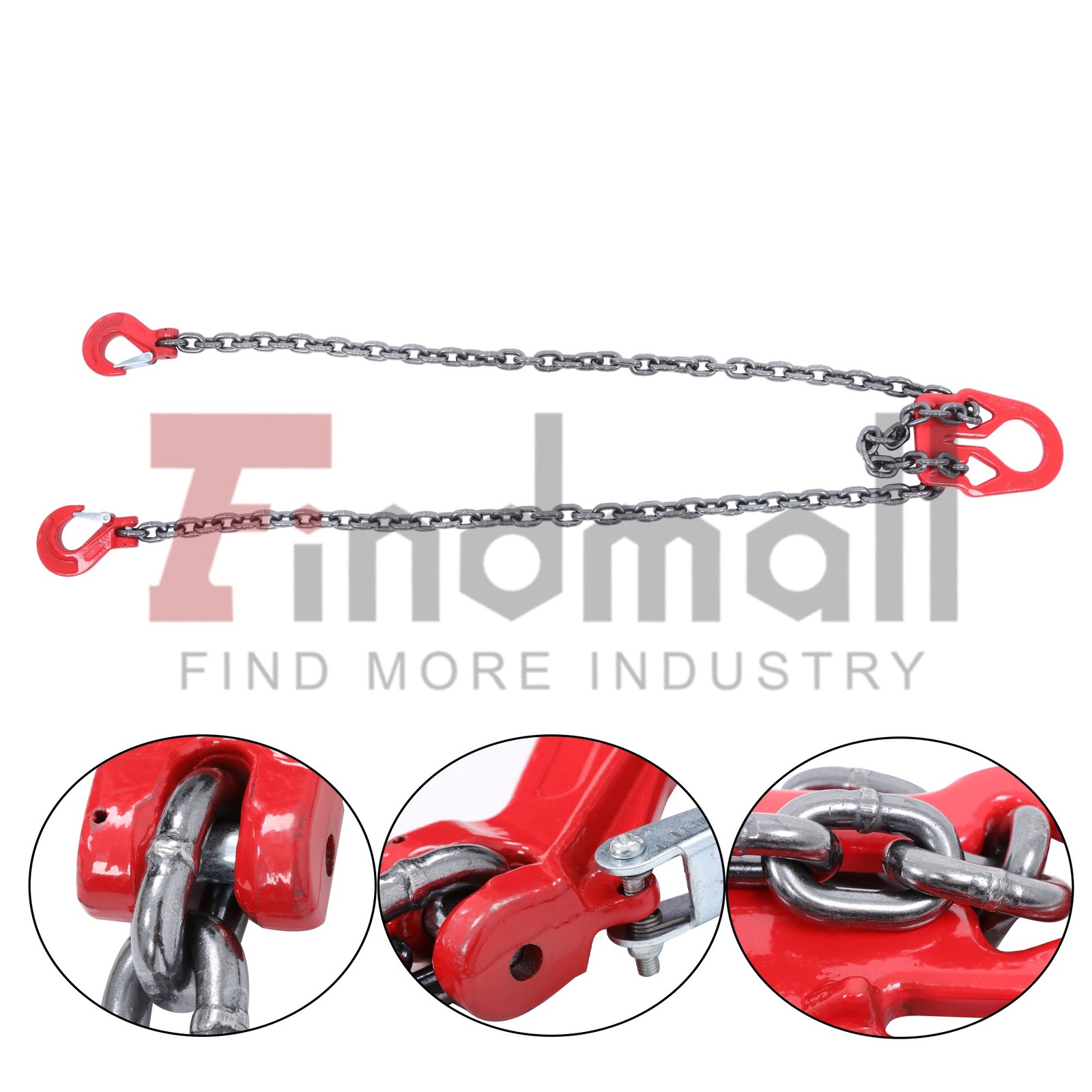 3/8" x10ft Chain Sling G80 7100lbs Lifting Chains with Adjuster Hooks 2 Legs Red
