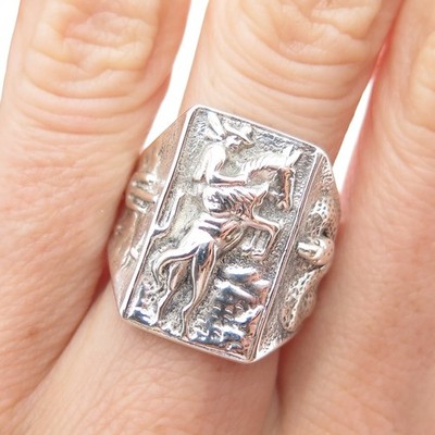 BELL TRADING POST 925 Sterling Silver Vintage Cowboy & Snake Ring Size 9.25