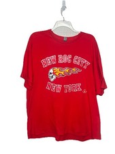 Gildan 3XL New Roc City New York Skull Flame Graphic T Shirt Red Freedom Tee