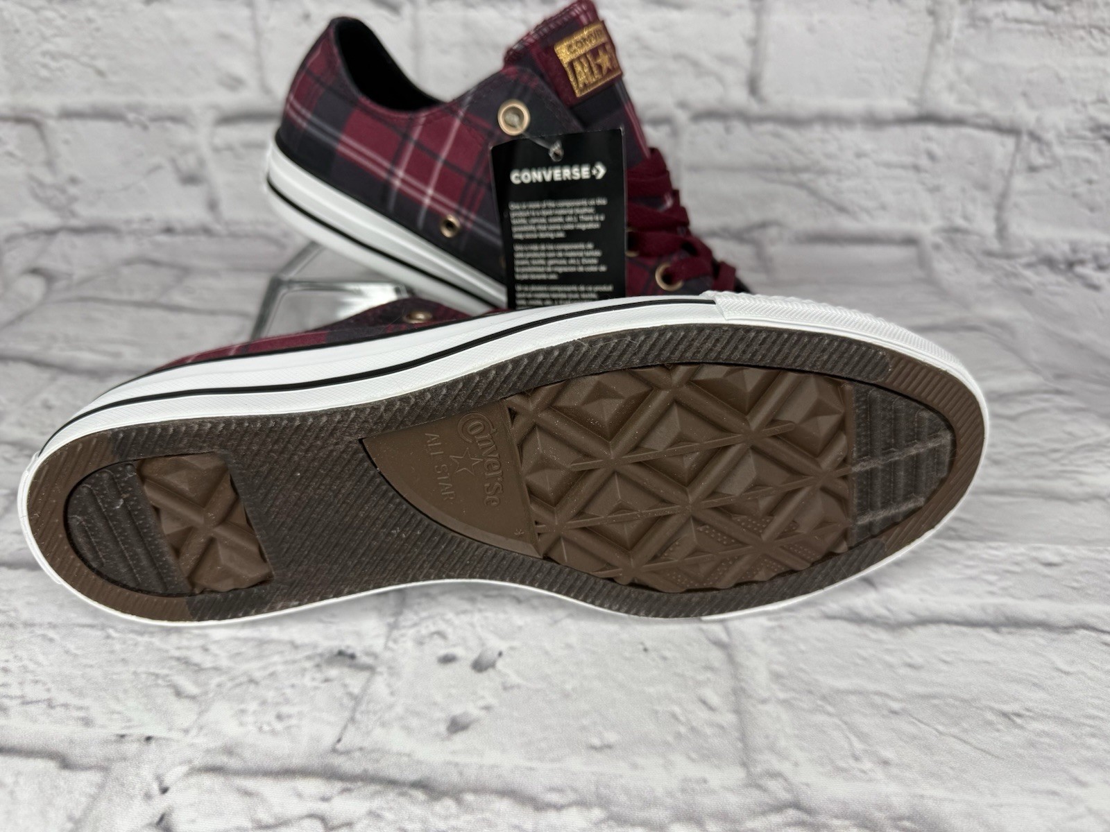 Converse Chuck Taylor All Star Sneakers Black/Red Flannel Plaid Unisex, Sz 9 NWT thumbnail 3