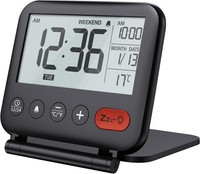 NOKLEAD Digital Travel Alarm Clock – LCD Display Mini Portable Clock with Snooze