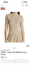 Lauren Ralph Lauren Gold Metallic Knit Pleate...