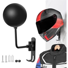 180°Motorcycle Helmet Rack, Rotation Metal Helmet Holder Wall Mounted Helmet ...