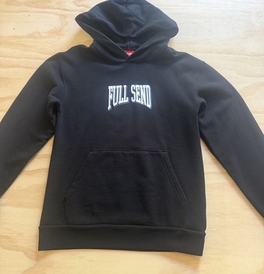 FULL SEND Men s Black Pullover Fleece Hoodie S To The Moon Astronaut Graphic