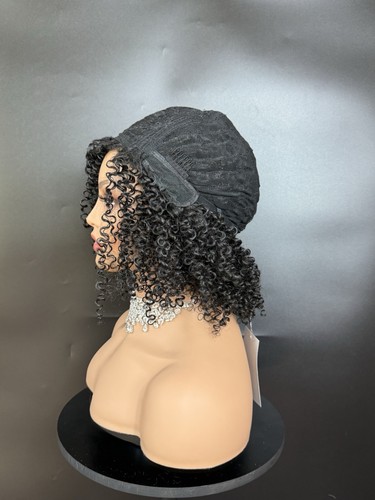 African American Wig Kinky Curly Afro Wig Golden Black Middle Part Heat Ok Short - Picture 9 of 10