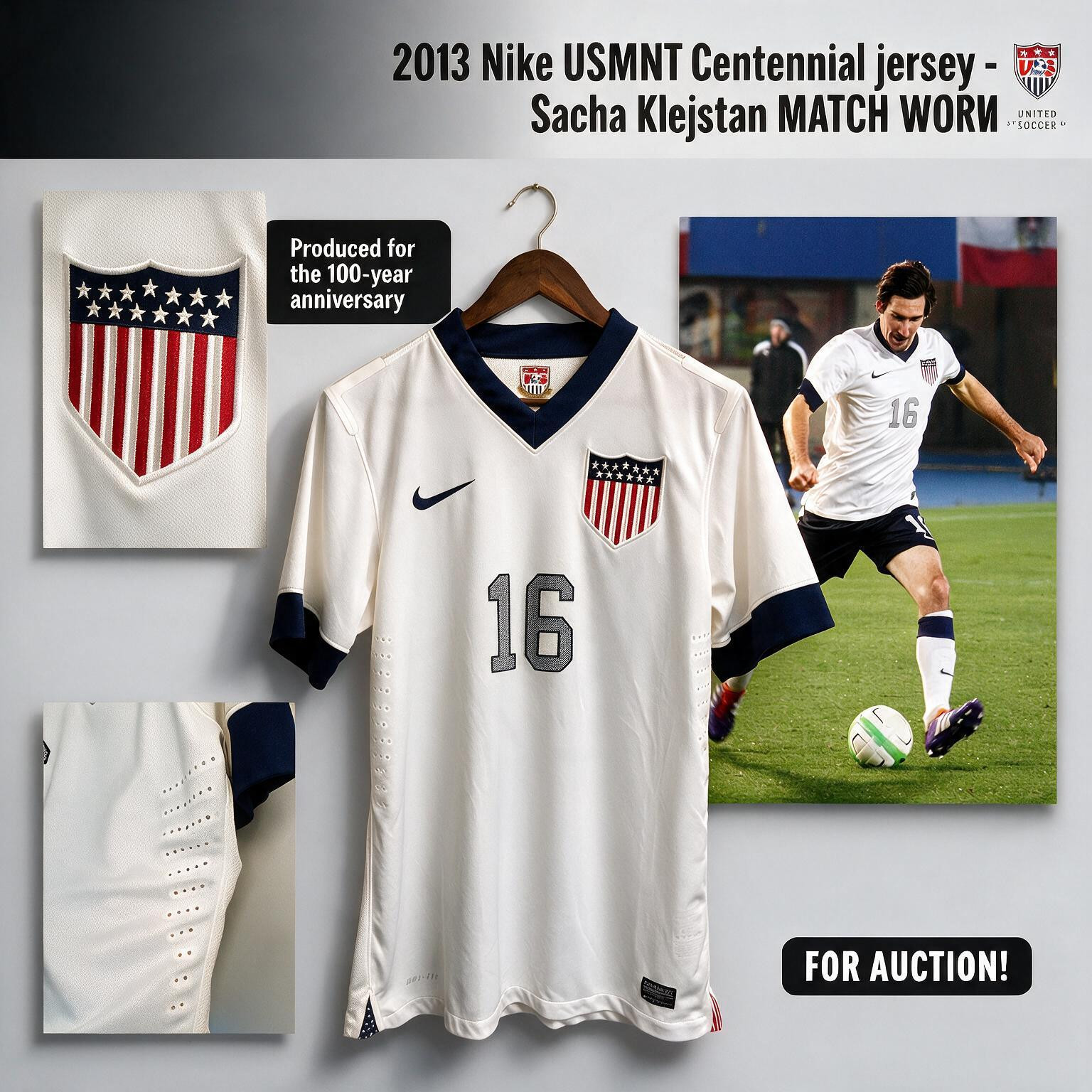 2013 Nike USA Centennial Soccer Jersey - Sacha Kljestan MATCH WORN