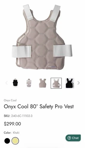 Onyx Cool 80° Safety Pro Vest One Size Adjustable On-Demand Cooling Beige (E16) image 2