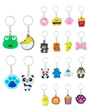 100pcs Cartoon Keychain for Kids Party Favors, Mini Cute Keyring for Classroo...