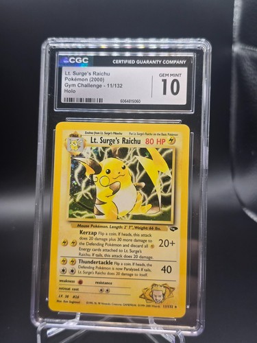 Lt. Surge's Raichu (Unlimited) graded CGC 10 for sale on eBay