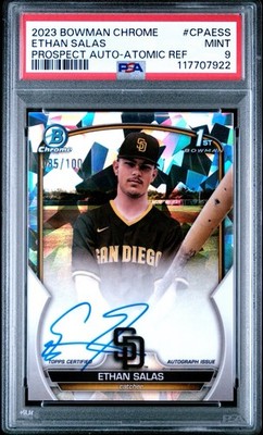 2023 Bowman Chrome #CPA-ESS Ethan Salas 1st Atomic Refractor Auto /100 PSA 9