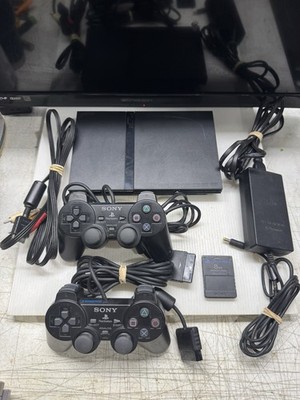 Sony PS2 PlayStation 2 Slim Black OEM With 2 Controller, Memory