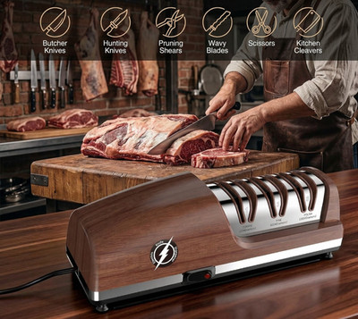 Electric Knife Sharpener Professional 3-Stage 15° Diamond Sharpening System