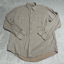 Mark Shale Shirt Mens Large Brown Button Down Cotton Blend Made In USA