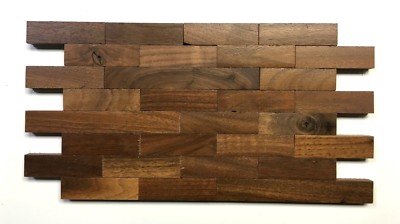 American Walnut Genuine Wood Matchstick 6x12 Wall Tile, Interlocking Bricks