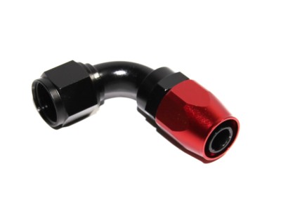 AN-10 AN10 90° Deg Swivel Fuel Oil Gas Line Hose End Fitting Adapter BLACK/RED