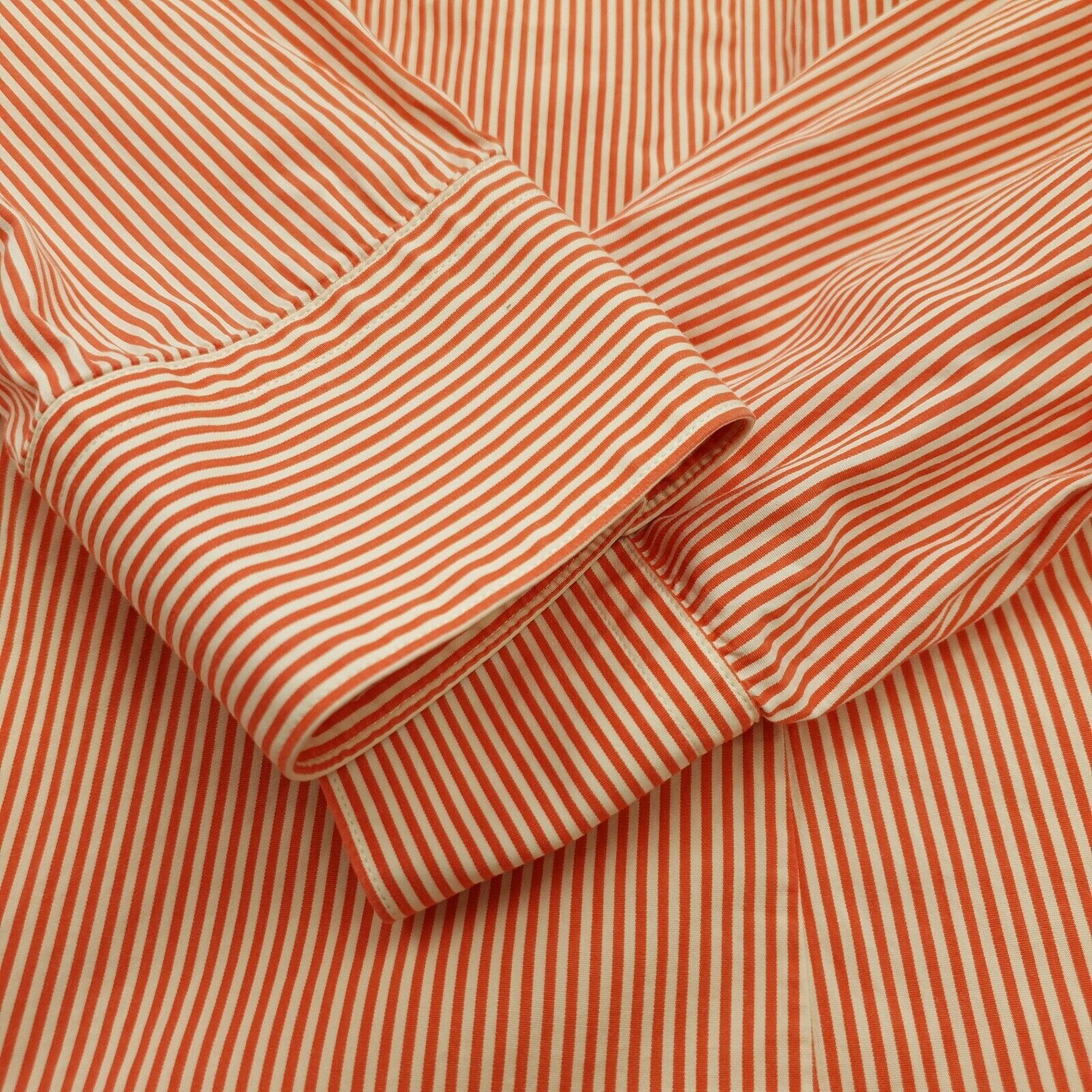 HUGO BOSS Mens Striped Shirt LARGE SLIM FIT Red-Orange Cotton Genuine RRP £90.00 image 4