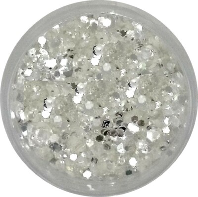 2,5g Glittermix weiß - silber. In Nailartdose. Glitzer, Glitter mit Pailletten