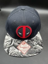 Deadpool Marvel Comics BioWorld Snapback Hat Cap Adult Black And White