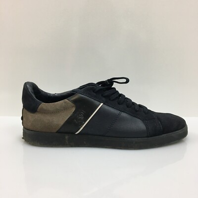 Ermenegildo Zegna Shoes 8 Mens Black Leather Low Top Made Italy