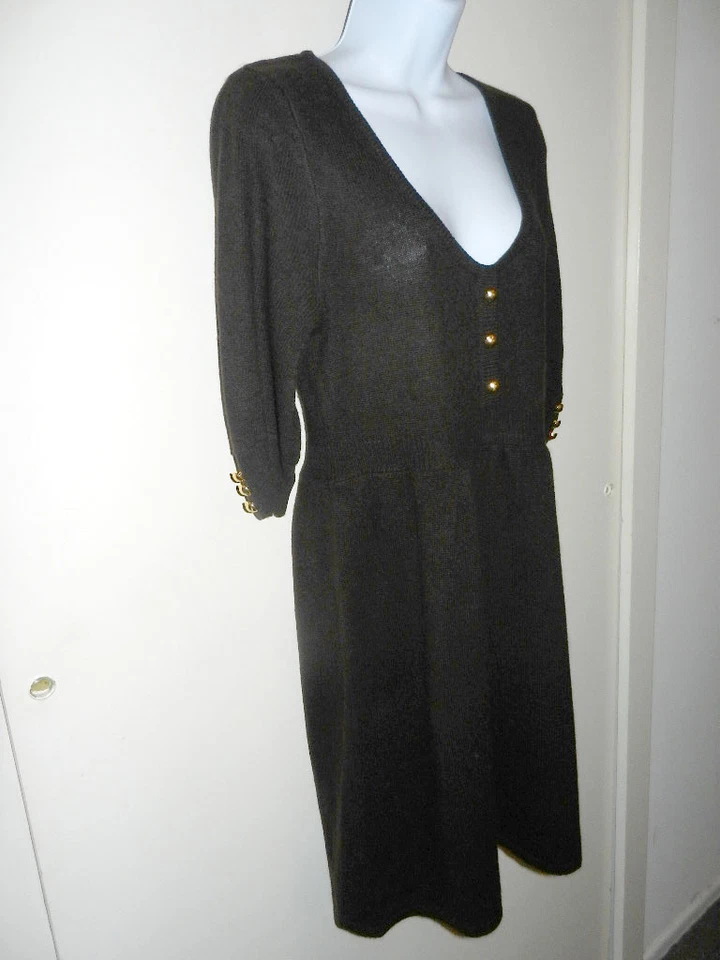 AQUA 100% CACHEMIR MARRÓN VESTIDO CUELLO REDONDO BEBÉ-MUÑECA MANGAS 3/4 SUÉTER M/L-NIÑAS Foto 3 de 4