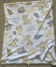 Disney Baby Blanket Lion King Simba Plush Green and brown Leaves