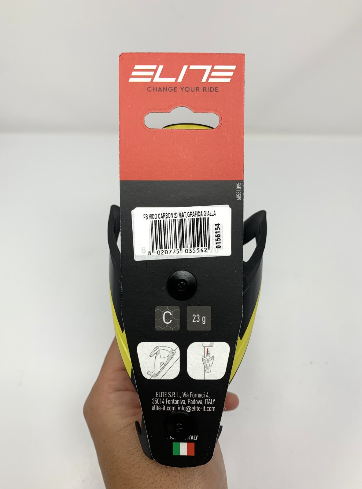 New Elite VIco Carbon Bottle Cage Matte Black / Yellow 