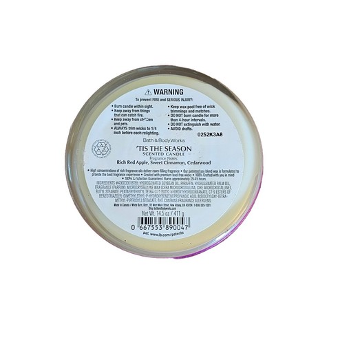 Bath and Body Works 'TIS THE SEASON 3 Wick 14.5 oz Scented Candle Apple Cinnamon - Picture 3 of 3
