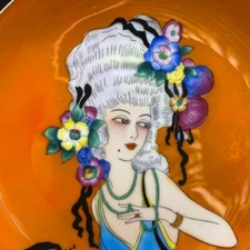 Old Noritake art deco Lady Pompador Design Plate D/16cm F/S from JP Used