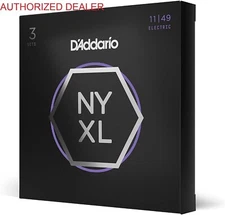 D'Addario NYXL1149-3P Nickel Wound Electric Guitar Strings 11-49 3 Sets NYXL1149