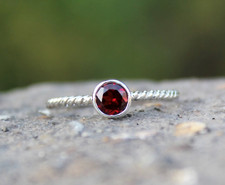 Garnet Gemstone Round Shape 925 Sterling Silver Handmade Ring All Size SR1224