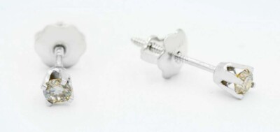 ECHTE DIAMANT OHRSTECKER 14k WEISSGOLD *gratis Beurteilung*SCHRAUBRÜCKEN