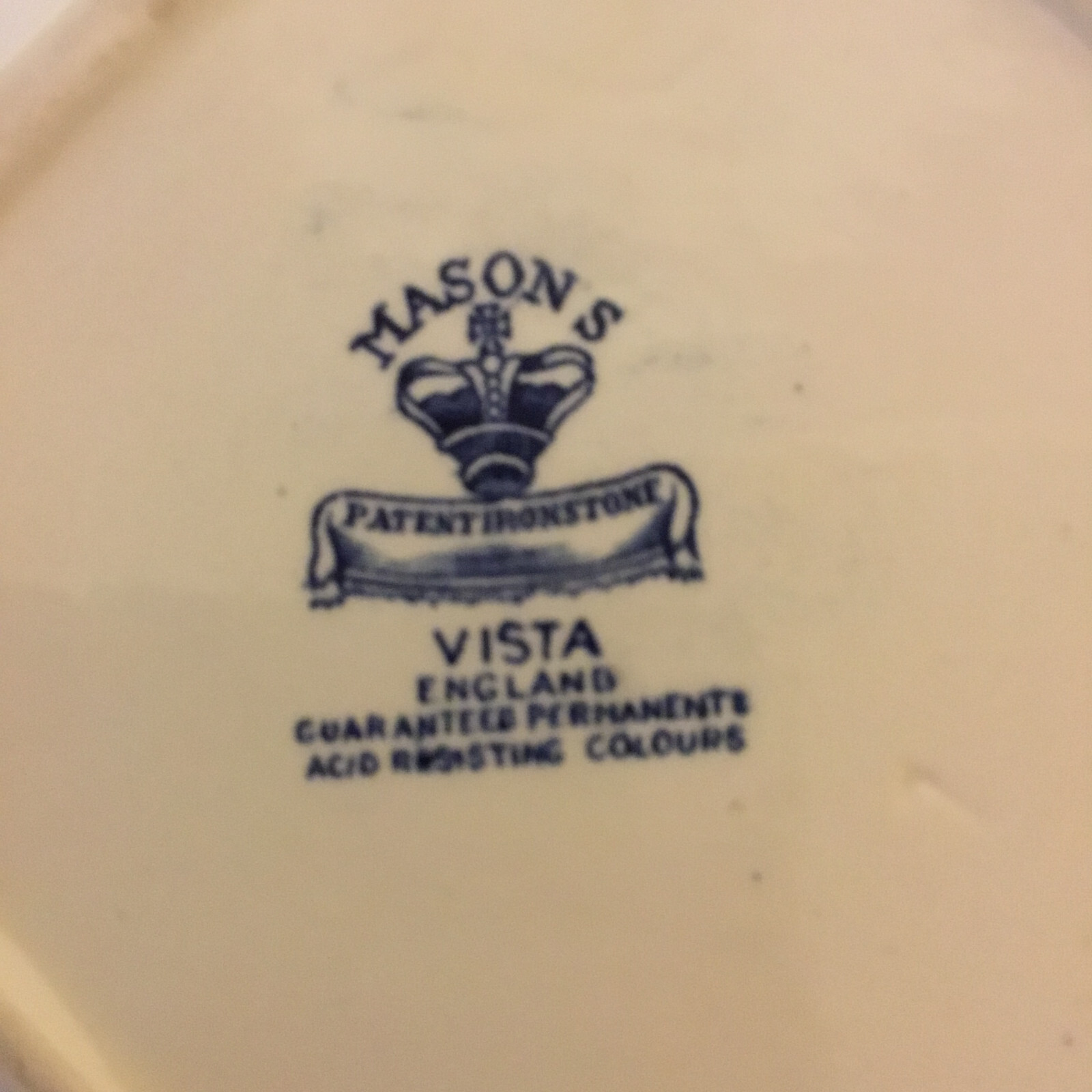 Vintage Mason's Vista Blue Transferware Ironstone Pitcher Creamer 6" England