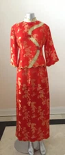 Chinese Wedding Traditional Dress Cheongsam Gown Dragon & Phoenix Size 3XL In US