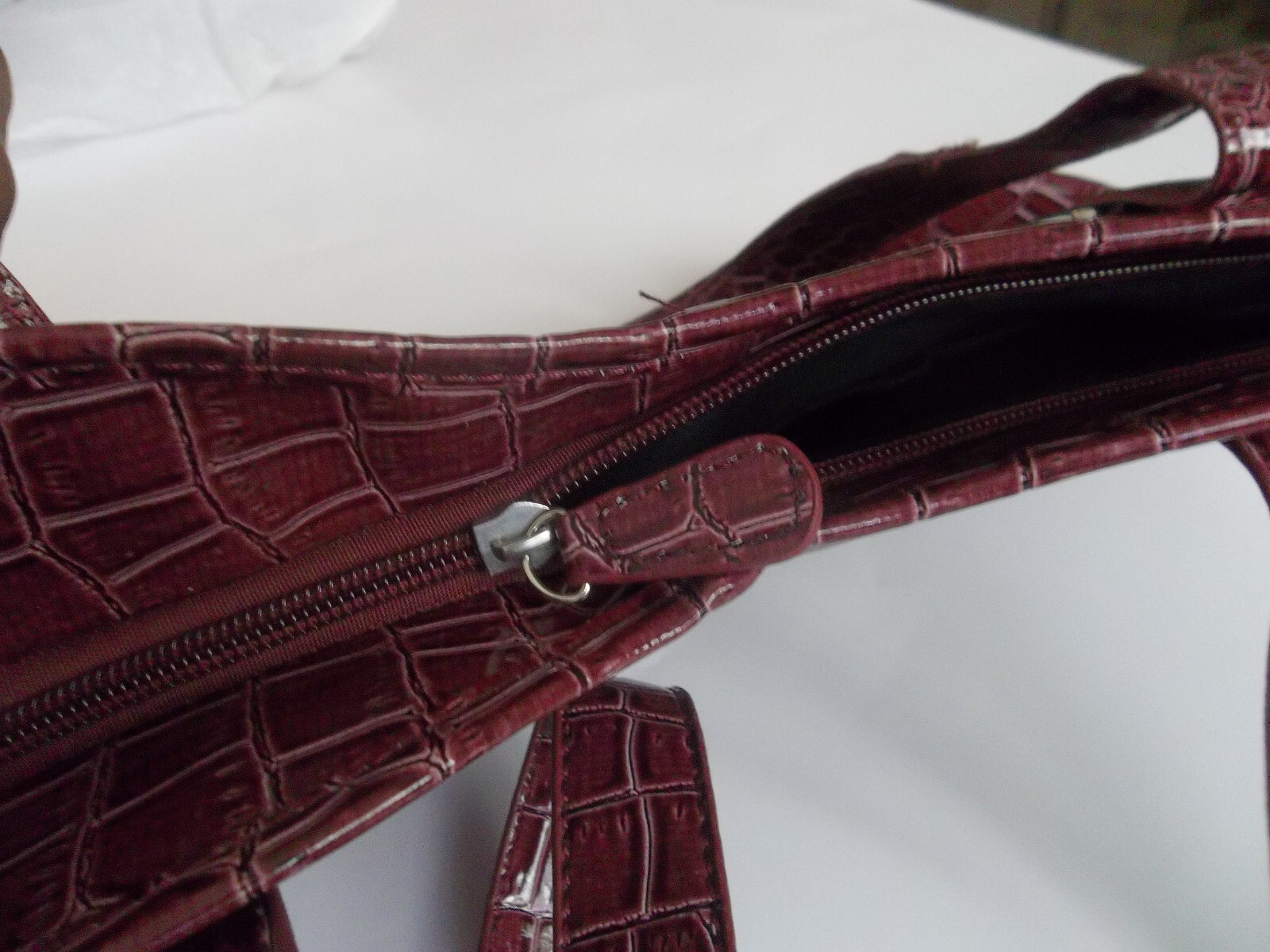 Attention Plum Crocodile Pattern Large Shoulder H… - image 6