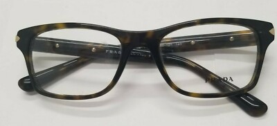 Prada VPR 16S Brown Tortoise Rectangular Glasses 52-18-140 Prada VPR 16S 2AU-1O1 Dark Tortoise Brown Eyeglasses Frames  main image 3